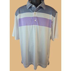 Footjoy FJ Mens Stripe Polo Large Lisle Purple/Gray